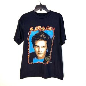 Vintage 1998 Buffy the Vampire Slayer Angel Big Face Promo T-shirt Size M Black